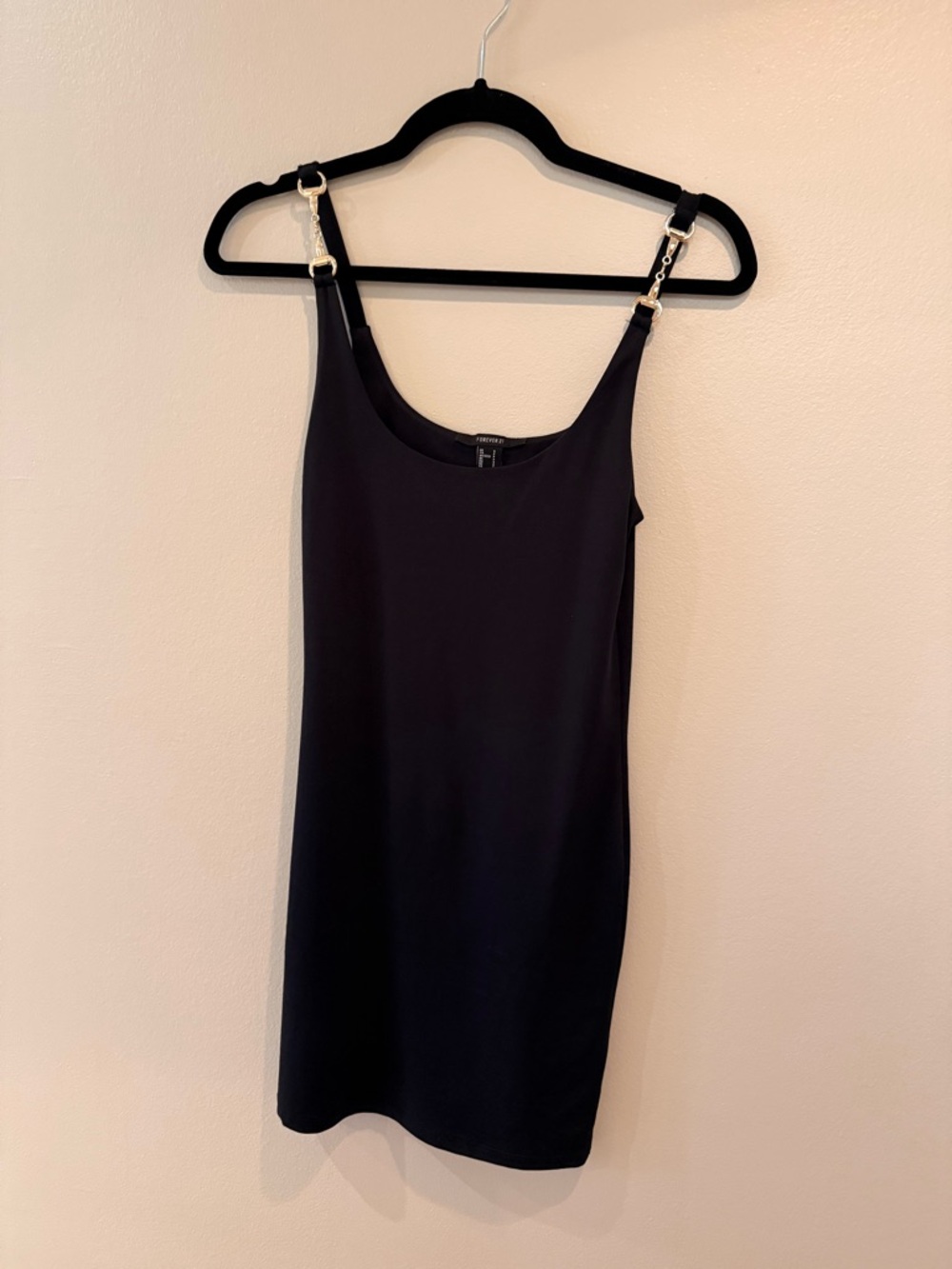 F21 - Black Slip Dress with Gold Hardware - Worn Once
